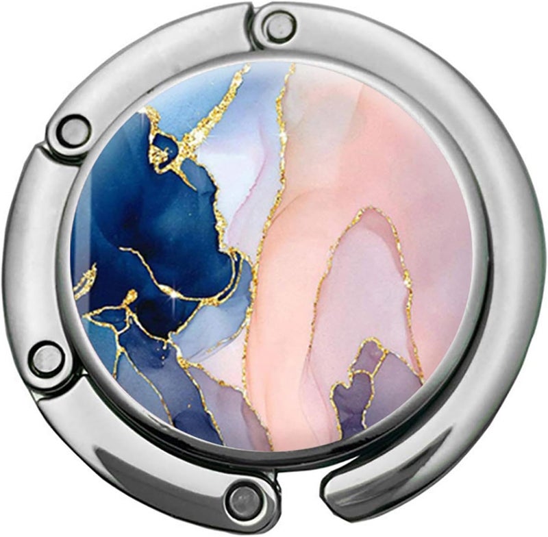 ZHENBAOLAI خطاف محفظة قابل للطي، خطاف حقيبة يد قابل للطي للنساء (P-1Pack رخام جميل) - Image 1